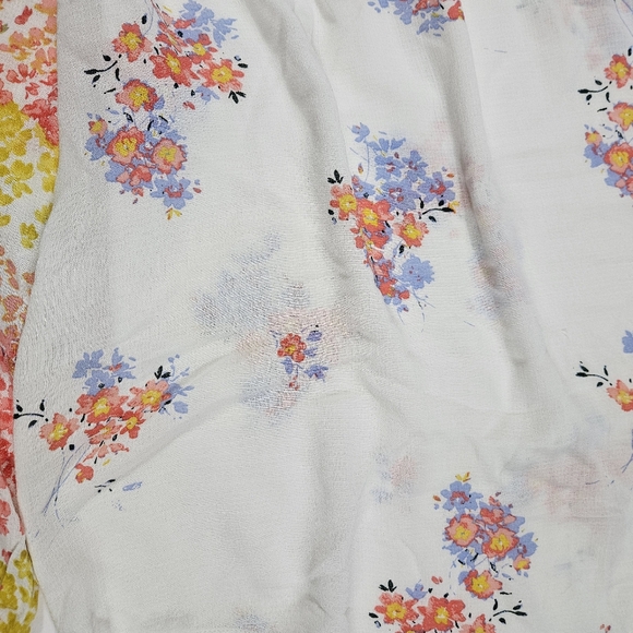 Lucky Brand Floral Print Blouse Size Large V-Neck 3/4 Sleeve Boho Peasant Fairy - Picture 12 of 16